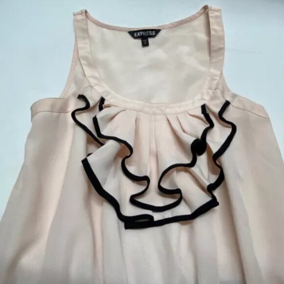 Express Dress Women's Size Small Two Tone Ruffle Top Knee Length Semi Sheer - Picture 11 of 11